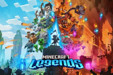 Minecraft Legends teaser: hero sailing through stormy waters, battling giant squids, and entering a portal that leads to the Endless Sea.